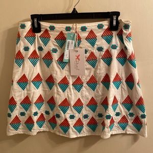 THML size M teal green brea embroidered mini skirt